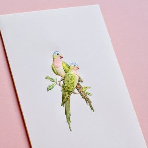 Carte Voeux Relief Couple de Perroquets